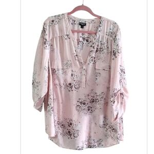 Torrid Pink Floral 3/4 Sleeve Blouse Size 4